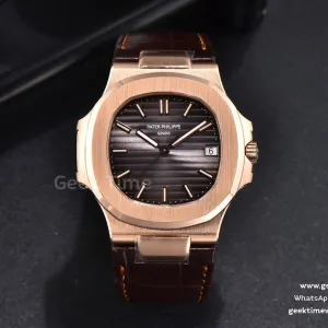 Nautilus 5711R 40mm 3KF cadran marron bracelet cuir marron A324 V3