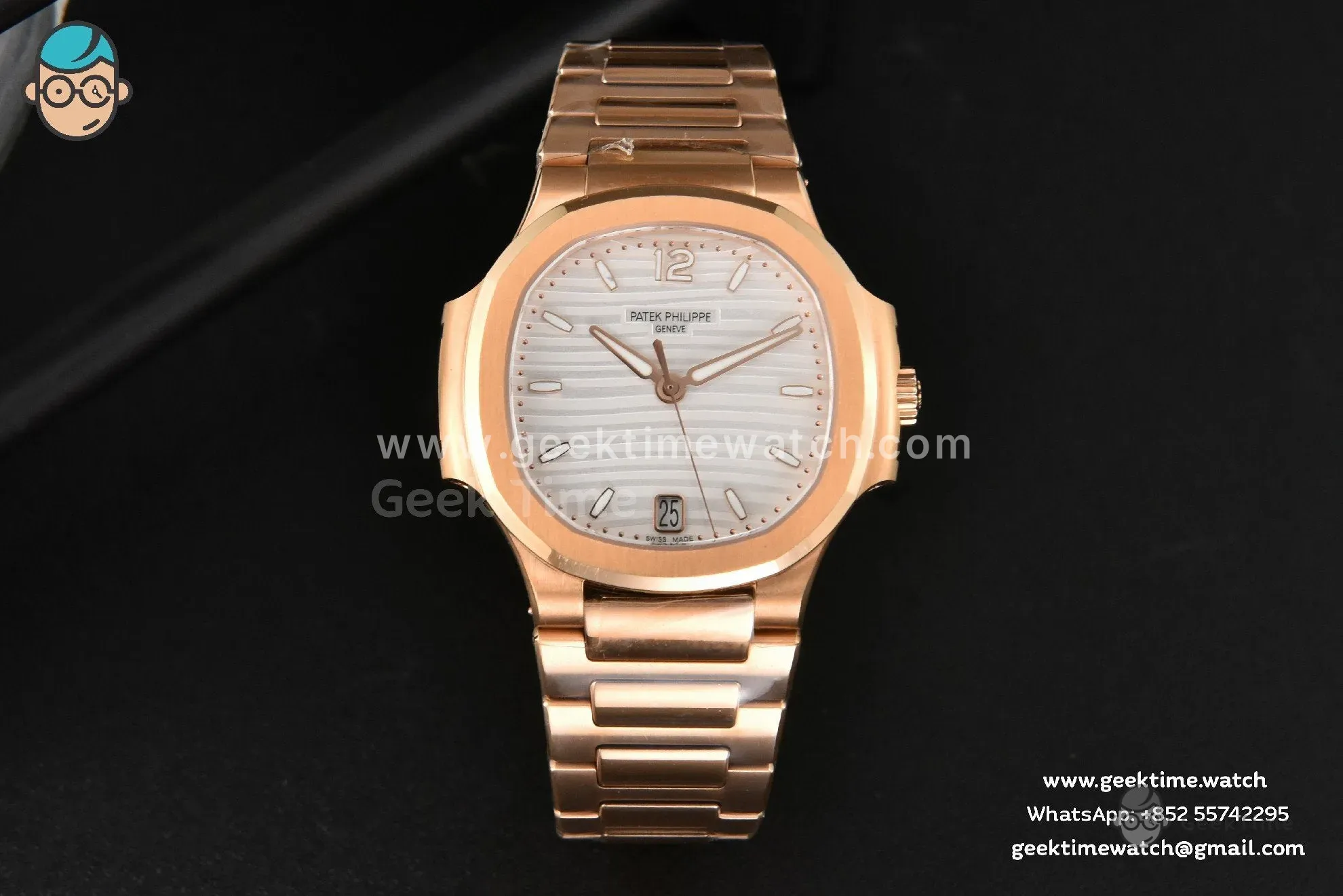 Nautilus 7118 Ladies 3KF 35mm RG White Dial RG Bracelet 324CS