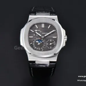 Nautilus 5712 41mm PPF SS cadran gris bracelet cuir noir A240 Super Clone V2