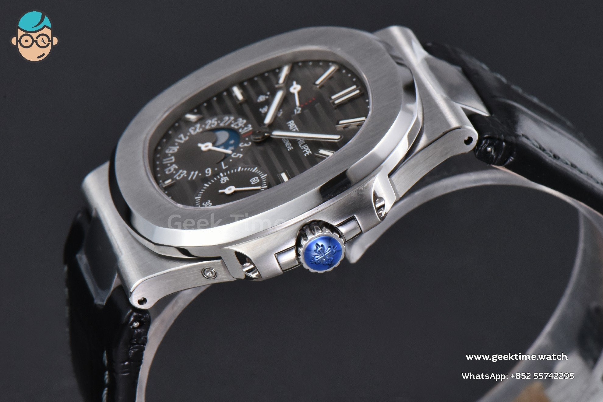 Nautilus 5712 41mm PPF SS Gray Dial Black Leather Strap A240 Super Clone V2 - Image 10