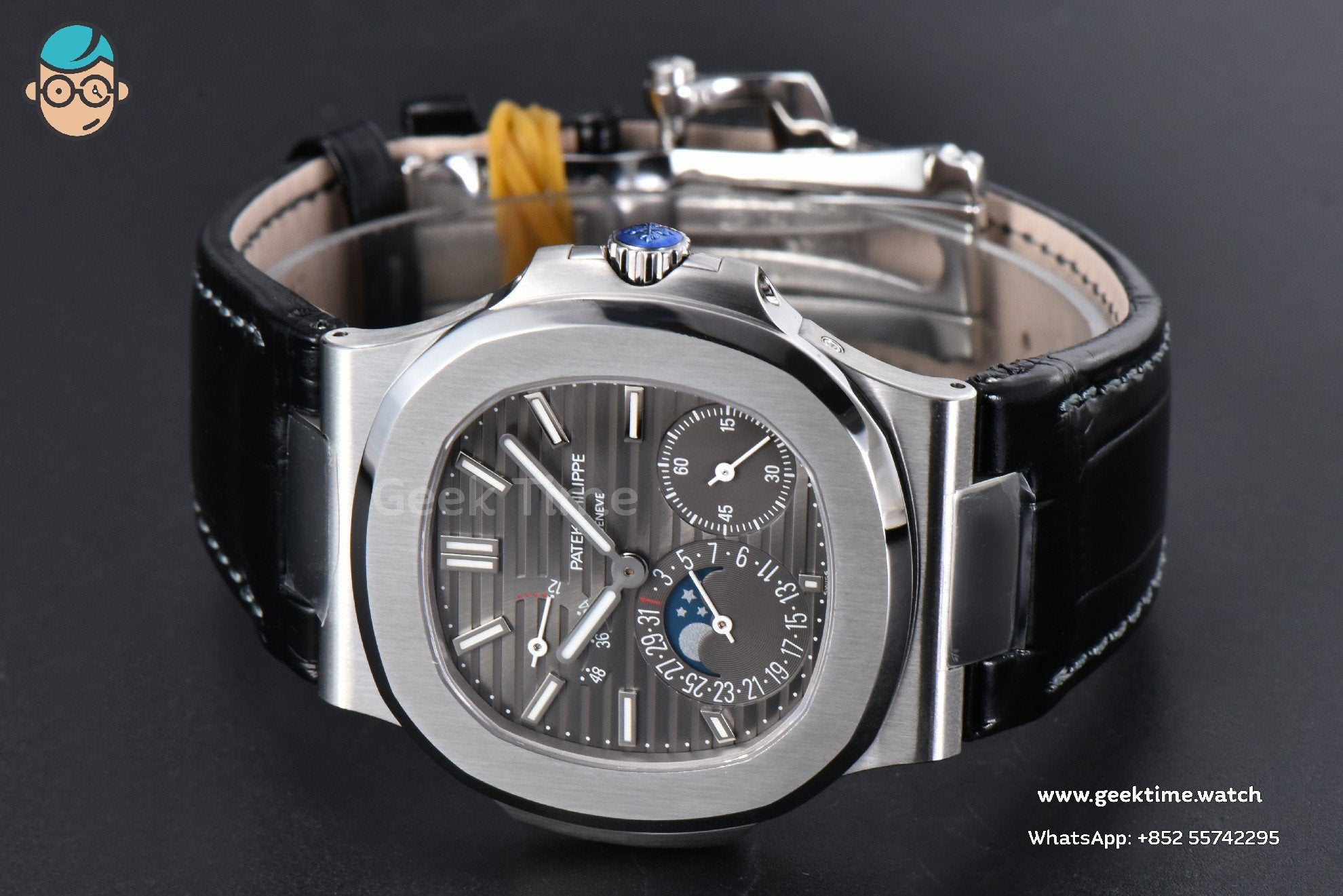 Nautilus 5712 41mm PPF SS Gray Dial Black Leather Strap A240 Super Clone V2 - Image 32