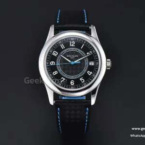 Calatrava 6007G 40mm ZF Black Dial Blue Hand Nylon Strap 9015