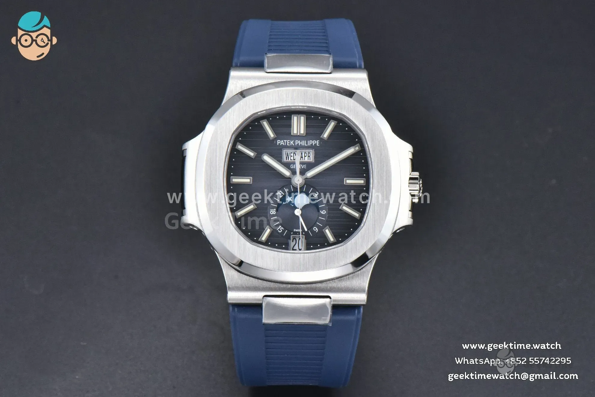 Nautilus 5726 Full Function PPF 40.5mm quadrante blu cinturino in caucciù blu A324
