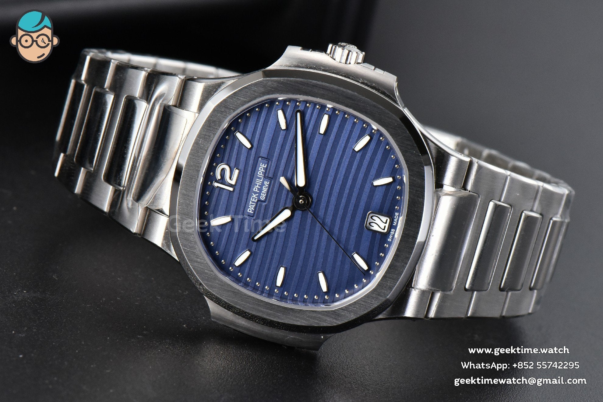 Nautilus 7118 Ladies 3KF 35mm Blue Dial SS Bracelet A324 - Image 9