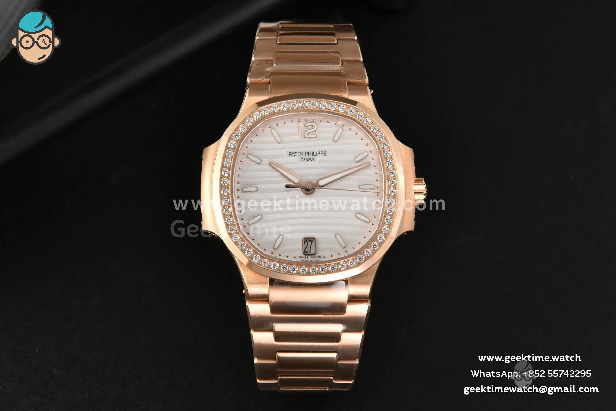 Nautilus 7118 Ladies 3KF 35mm RG Diamond White Dial RG Bracelet 324CS