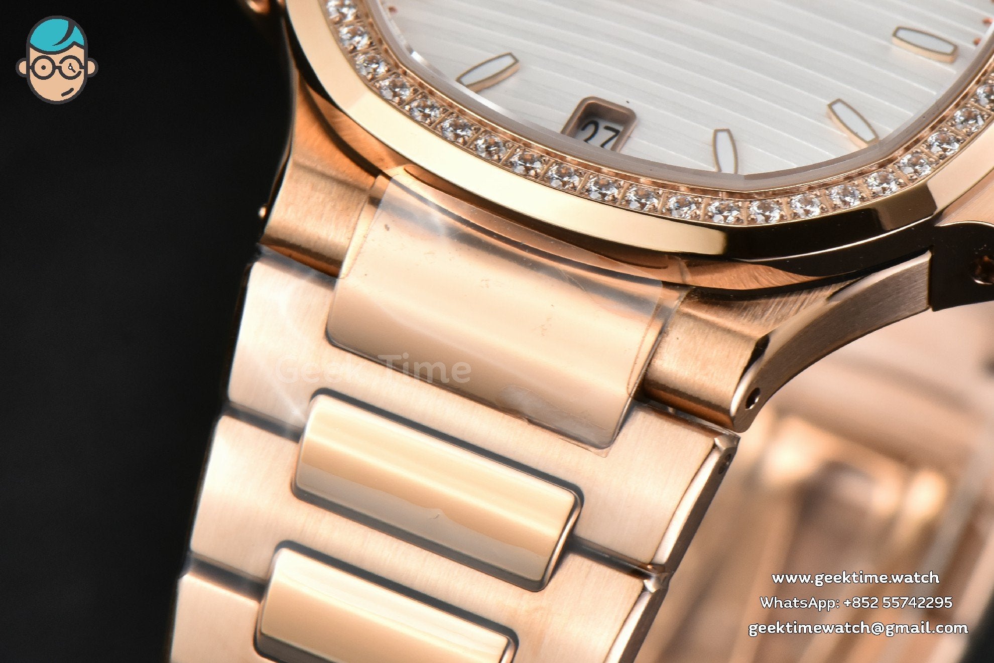 Nautilus 7118 Ladies 3KF 35mm RG Diamond White Dial RG Bracelet 324CS - Image 7