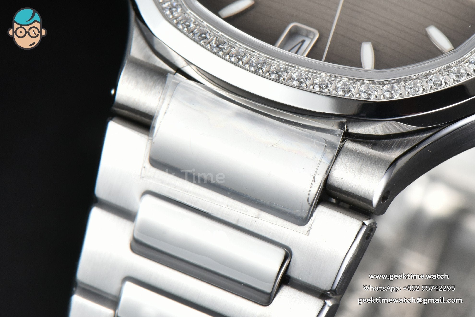 Nautilus 7118 Ladies 3KF 35mm Diamond Gray Dial SS Bracelet 324CS - Image 7