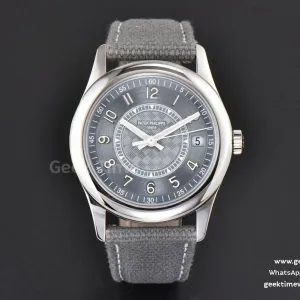 Calatrava 6007 40mm PPF quadrante grigio-blu cinturino in nylon grigio 324CS