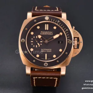 PAM968 47mm Bronzo VSF braune Keramiklünette und Zifferblatt braunes Lederarmband 9010