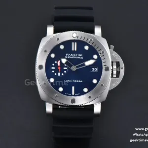 PAM1391 44mm Submersible Quaranta TTF cadran bleu bracelet caoutchouc P9010