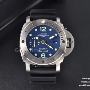 PAM719 Luminor Submersible 1950 GMT Mike Horn VSF 47mm blaues Zifferblatt Kautschukarmband P9001