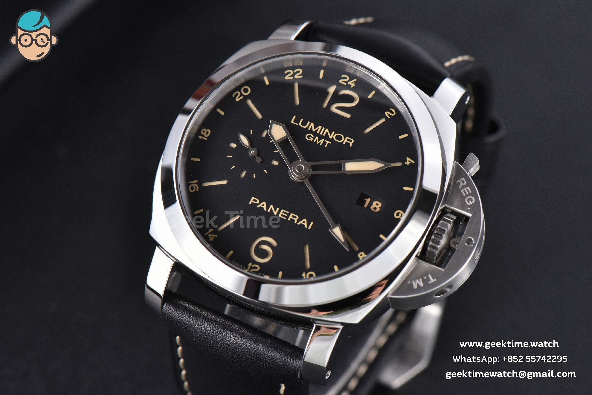 PAM531 “Q” Luminor GMT VSF 44mm Black Dial Leather Strap P9003 - Image 2