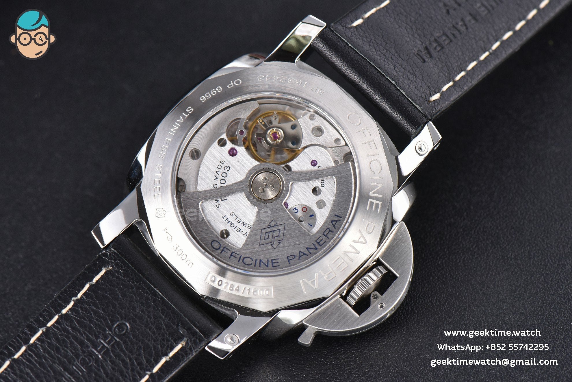 PAM531 “Q” Luminor GMT VSF 44mm Black Dial Leather Strap P9003 - Image 15