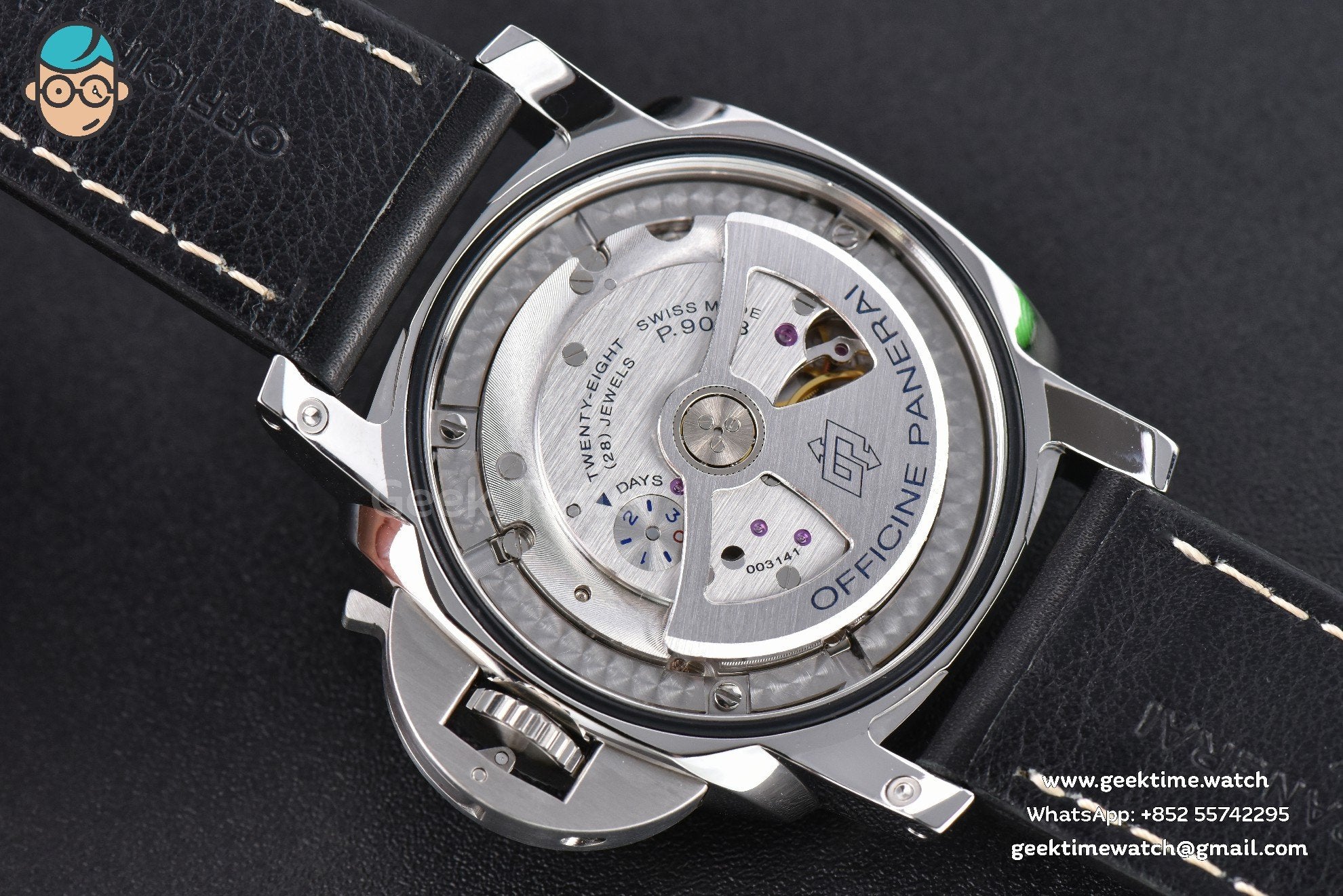 PAM531 “Q” Luminor GMT VSF 44mm Black Dial Leather Strap P9003 - Image 16