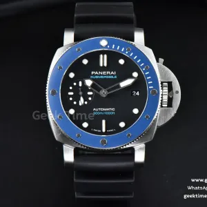 PAM1209 Submersible 42mm VSF Black Dial Blue Bezel Black Rubber Strap P9000