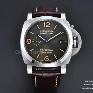 PAM1116 TTF 44mm dunkelgrünes Zifferblatt braunes Lederarmband P9010
