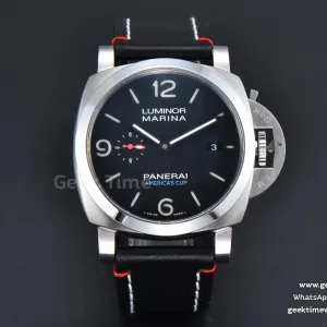 PAM732 TTF 44mm schwarzes Zifferblatt schwarzes Lederarmband P9010