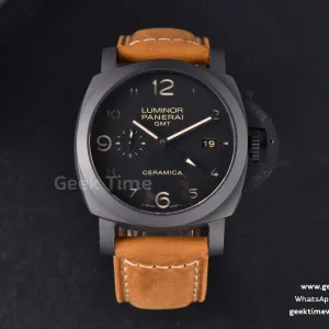 PAM441 Luminor 1950 GMT-Keramik VSF 44mm 3 Days schwarzes Zifferblatt Lederarmband P9001