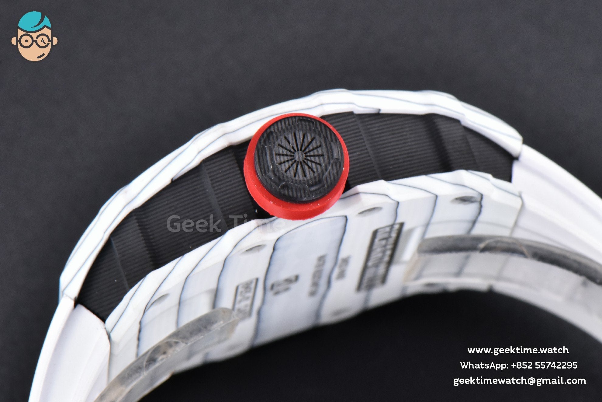 RM035-02 42mm White Forged Carbon T+F Skeleton Dial Red Crown White Rubber Strap RMUL2 - Image 14