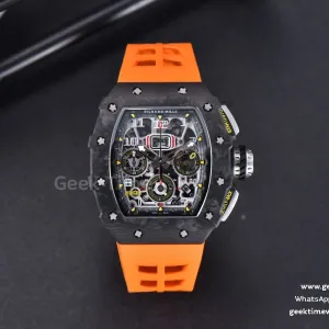 RM011 NTPT Chrono KVF Skeleton Dial on Orange Rubber Strap A7750 V2