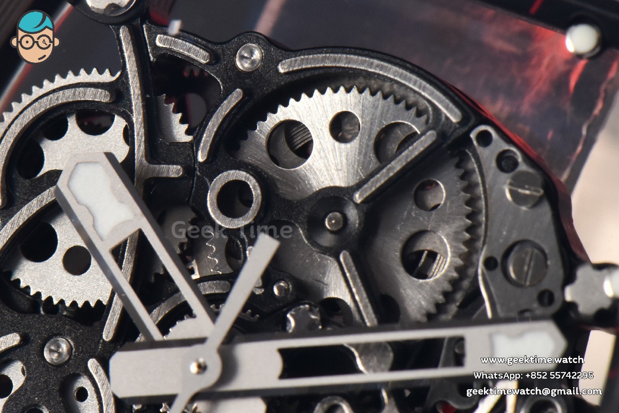 RM055 Real NTPT 42.7mm BBRF Red Skeleton Dial Red Rubber Strap RMUL2 - Image 5