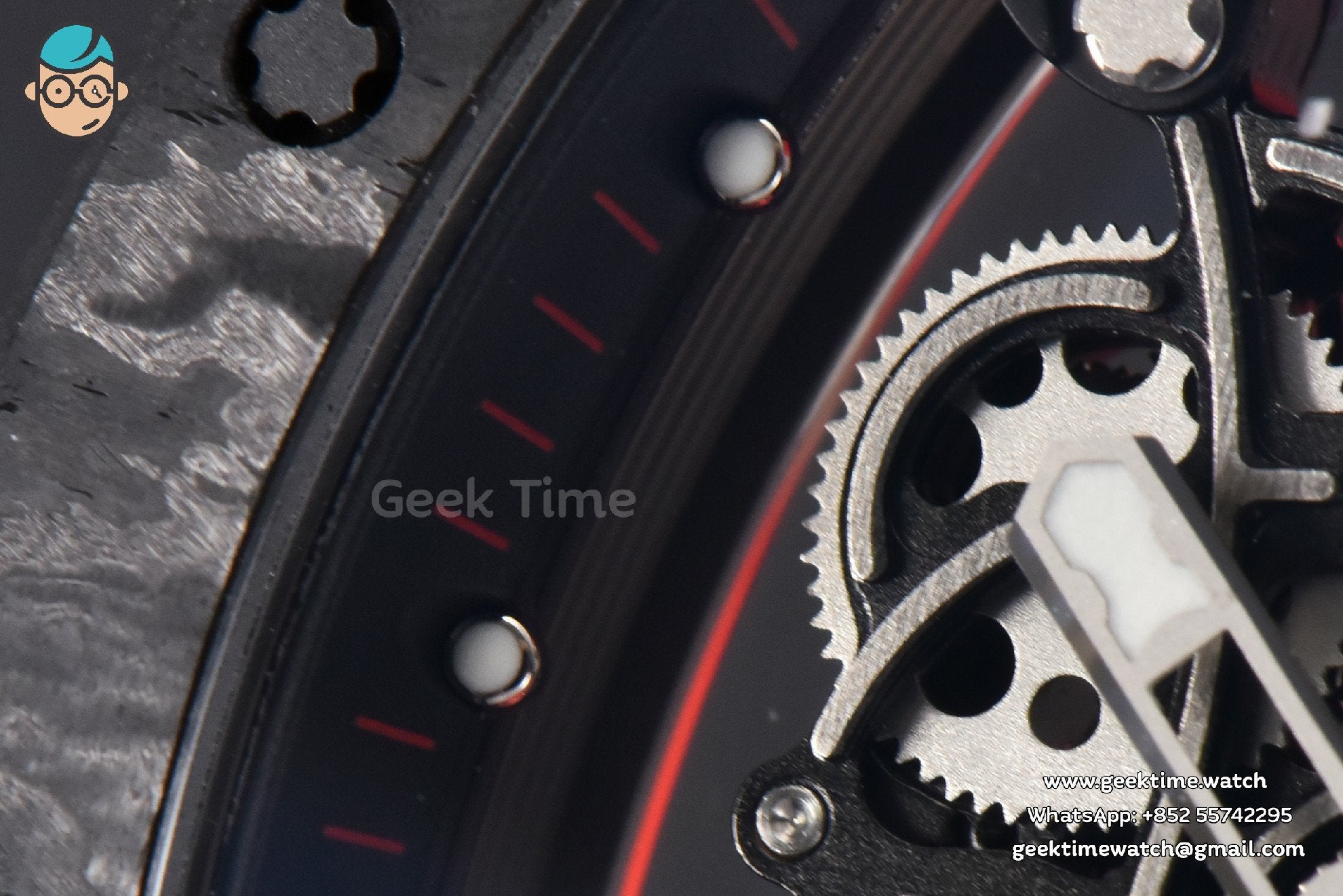 RM055 Real NTPT 42.7mm BBRF Red Skeleton Dial Red Rubber Strap RMUL2 - Image 6