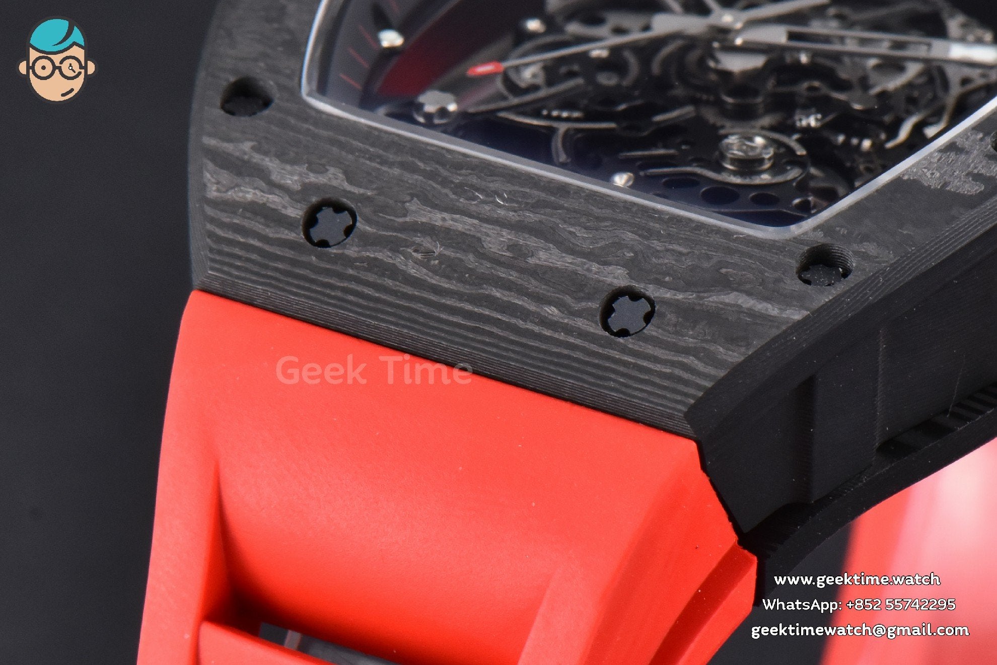 RM055 Real NTPT 42.7mm BBRF Red Skeleton Dial Red Rubber Strap RMUL2 - Image 10