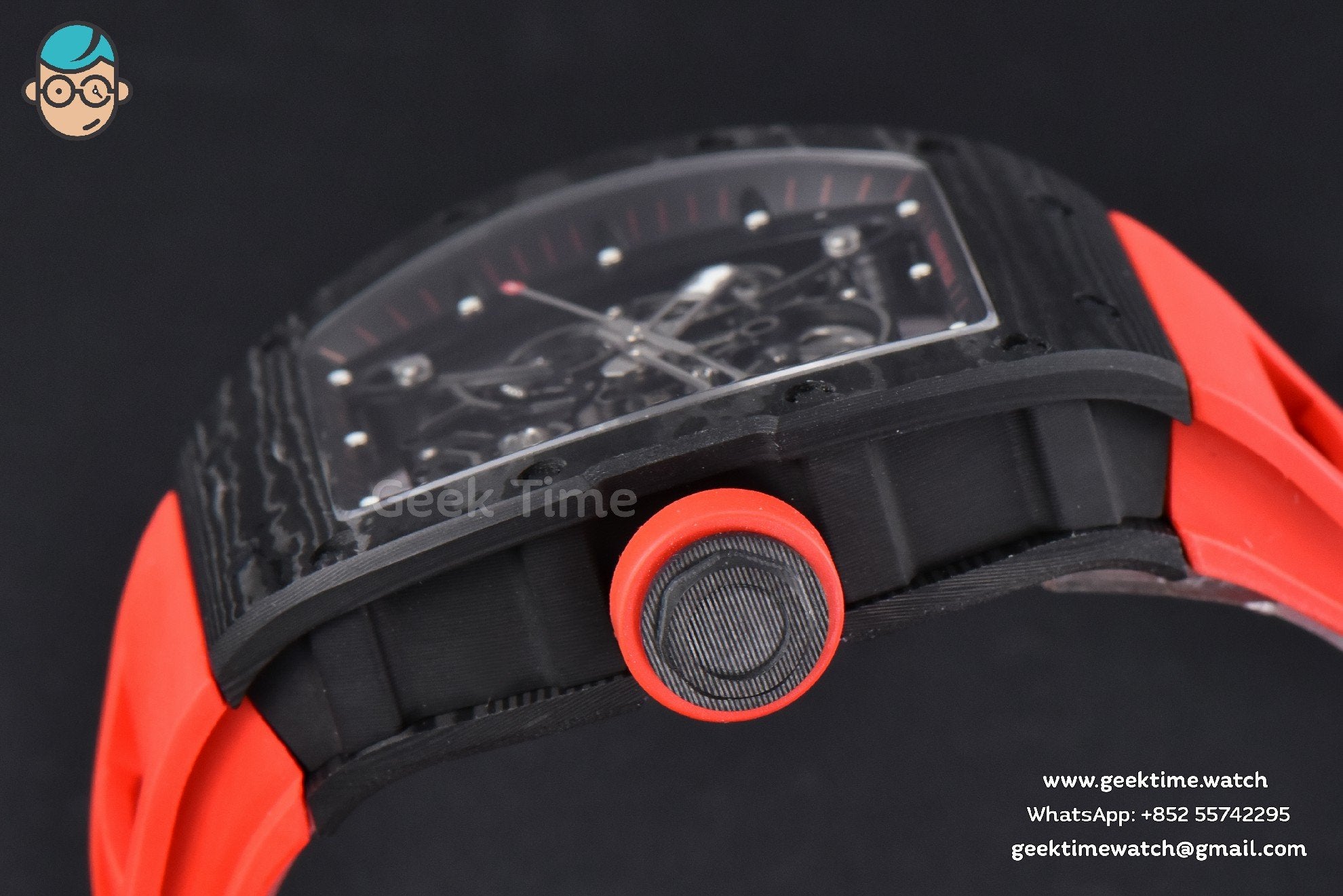 RM055 Real NTPT 42.7mm BBRF Red Skeleton Dial Red Rubber Strap RMUL2 - Image 11