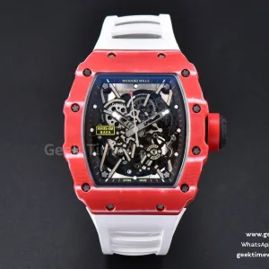 RM035-02 42mmx50mm Red carbonio ZF quadrante su cinturino in caucciù bianco NH05A V5