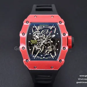 RM035-02 42mmx50mm Red carbonio ZF quadrante su cinturino in caucciù nero NH05A V5