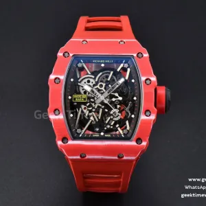 RM035-02 42mmx50mm Red carbonio ZF quadrante su cinturino in caucciù rosso NH05A V5