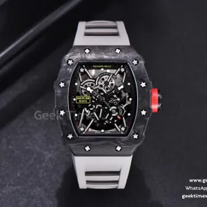 RM035-02 KVF quadrante scheletrato cinturino in caucciù grigio e rosso MIYOTA8215 V3