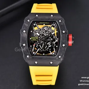 RM035-02 KVF quadrante scheletrato cinturino in caucciù giallo e rosso MIYOTA8215 V3