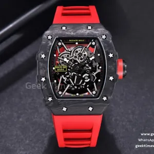 RM035-02 KVF quadrante scheletrato cinturino in caucciù rosso su rosso MIYOTA8215 V3