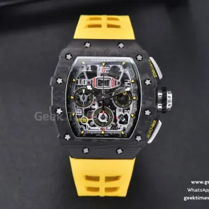 RM011 NTPT Chrono KVF Skeleton Dial on Yellow Rubber Strap A7750 V2