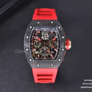 RM011 NTPT Chrono KVF Skeleton Dial on Red Rubber Strap A7750 V2