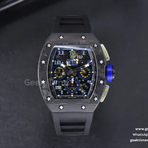 RM011 NTPT Chrono KVF Skeleton Dial on Blue Crown Black Rubber Strap A7750 V2