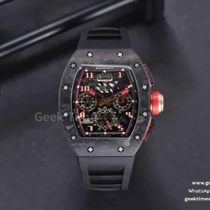 RM011 NTPT Chrono KVF Skeleton Dial on RG Crown Black Rubber Strap A7750 V2