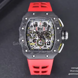 RM011 NTPT Chrono KVF Skeleton Dial on Black Crown Red Rubber Strap A7750 V2