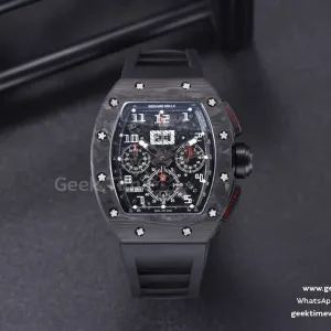 RM011 NTPT Chrono KVF Black Skeleton Dial on Black Crown Black Rubber Strap A7750 V2