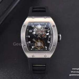 RM001 Tourbillon SS JBF 47mm Black Skeleton Dial Black Rubber Strap