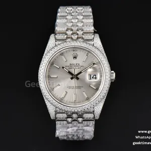DateJust 41mm full diamond GMF quadrante argento bracciale Jubilee A2824