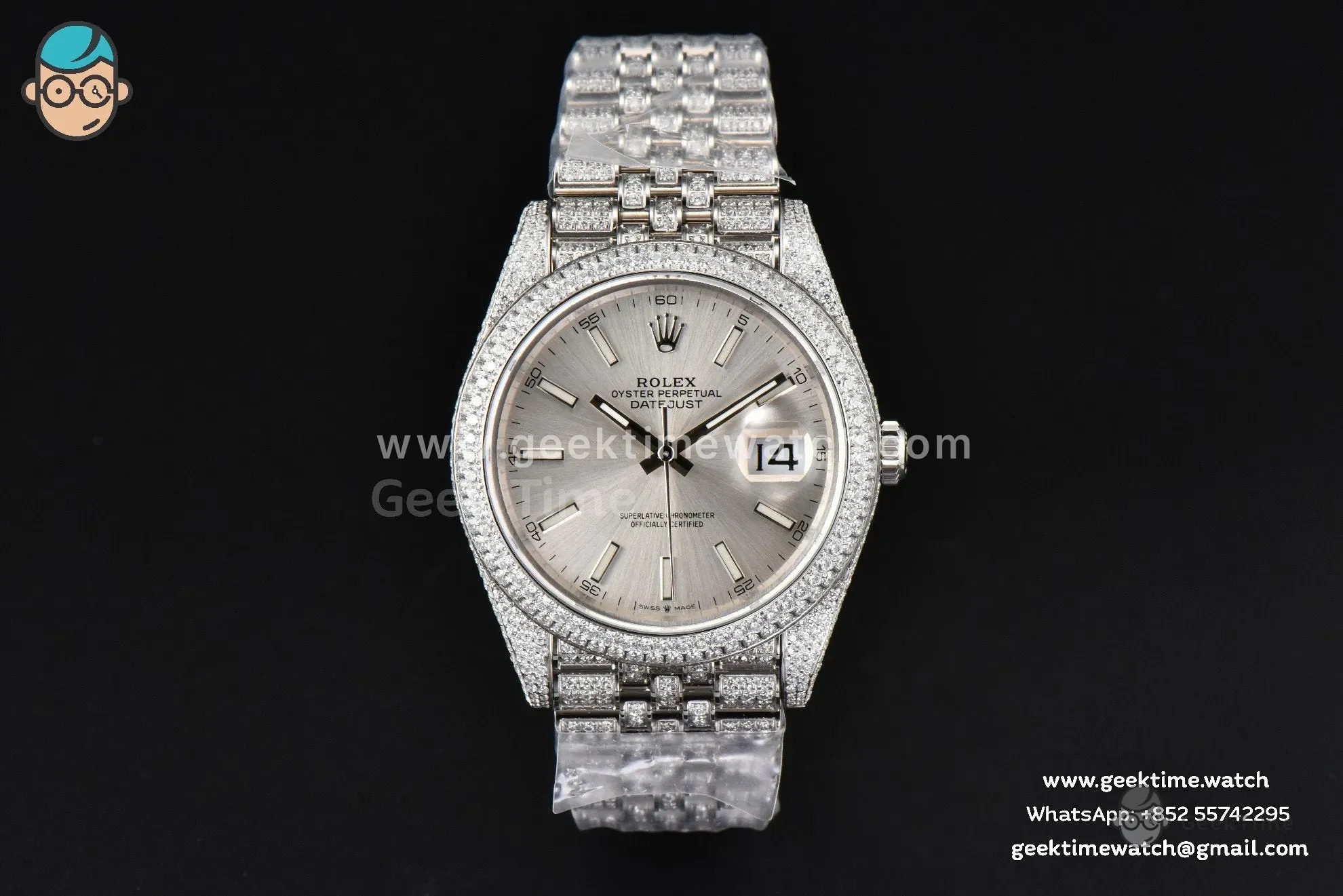 DateJust 41mm Full Diamond GMF Silver Dial Jubilee Bracelet A2824