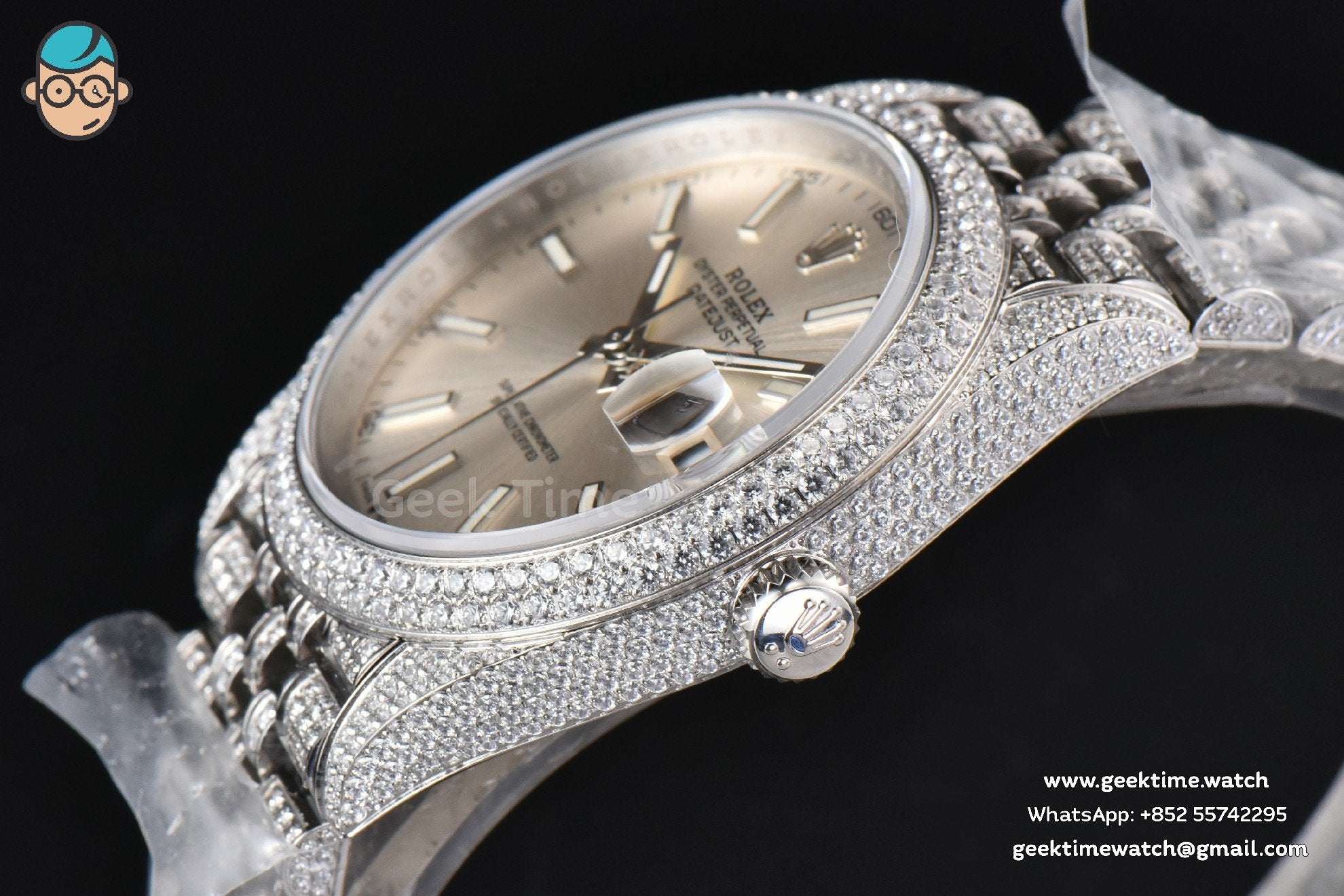 DateJust 41mm Full Diamond GMF Silver Dial Jubilee Bracelet A2824 - Image 8