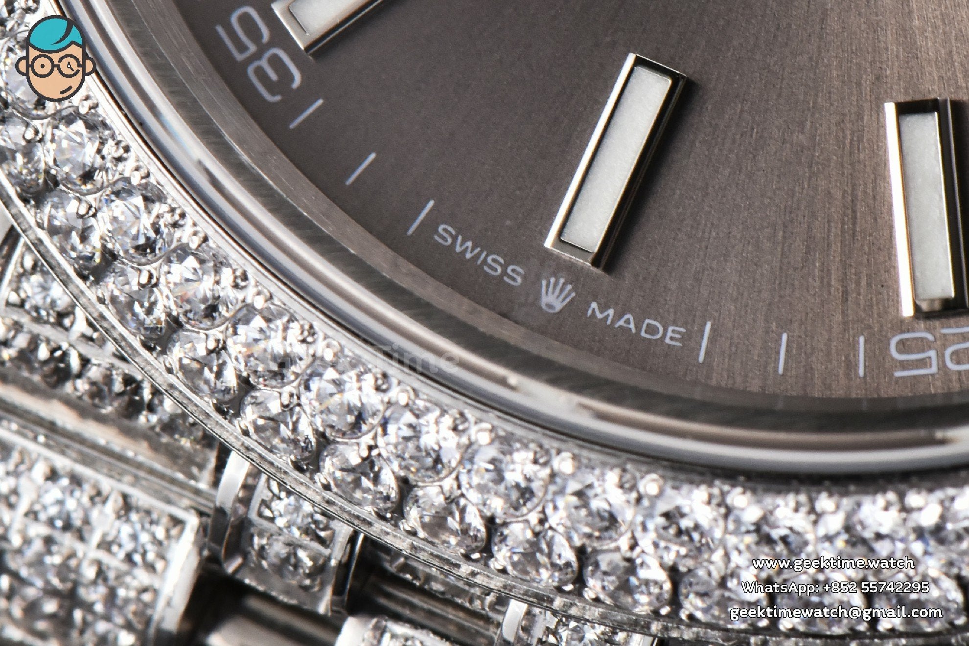 DateJust 41mm Full Diamond GMF Gray Dial Jubilee Bracelet A2824 - Image 6