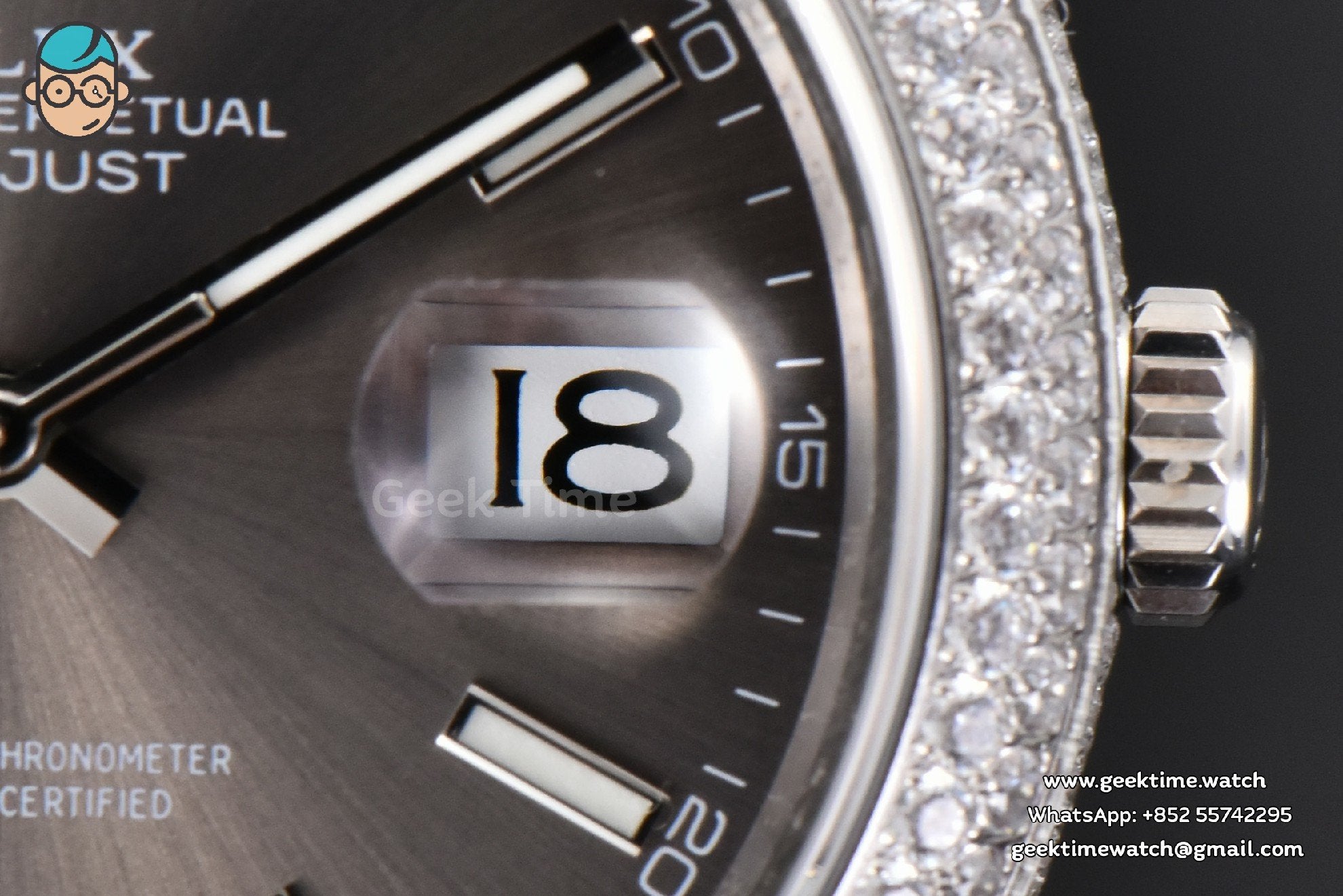 DateJust 41mm Full Diamond GMF Gray Dial Jubilee Bracelet A2824 - Image 7