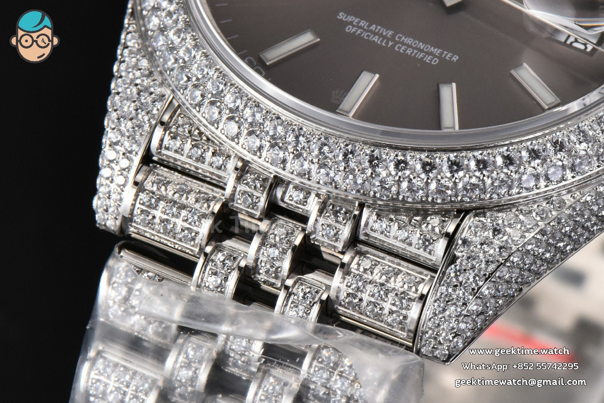 DateJust 41mm Full Diamond GMF Gray Dial Jubilee Bracelet A2824 - Image 8