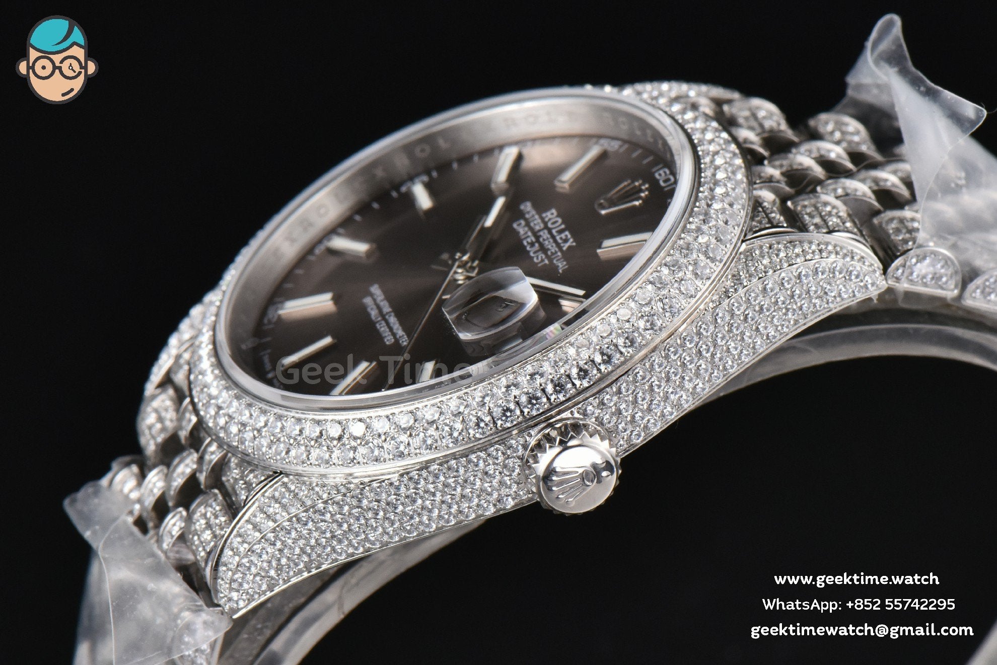 DateJust 41mm Full Diamond GMF Gray Dial Jubilee Bracelet A2824 - Image 9