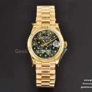 DateJust 31mm Ladies 904L YG WF quadrante a fiori bracciale Oyster A2671