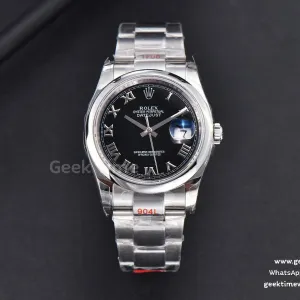 DateJust 36mm SS GMF lunetta liscia quadrante nero indice Roma bracciale Oyster VR3235